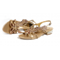 Gold Rhinestone Sandals Low-heeled TG